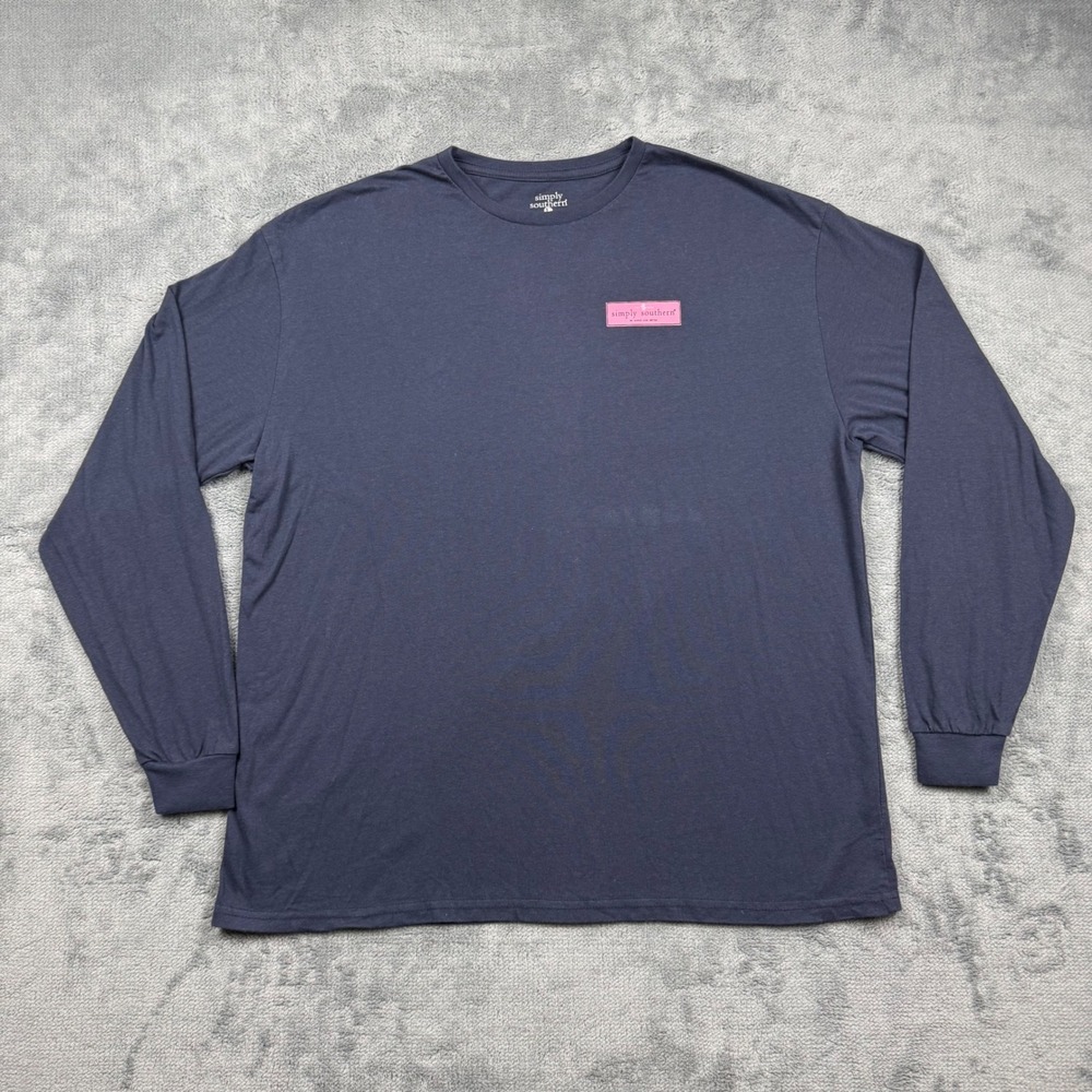 Simply Southern Suck It Up Buttercup Pig Navy Long Sleeve Graphic Tee Large